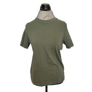Wear Wrecklessly Short Sleeve Blouse Green Organic Cotton Vintage Crew Sz Medium
